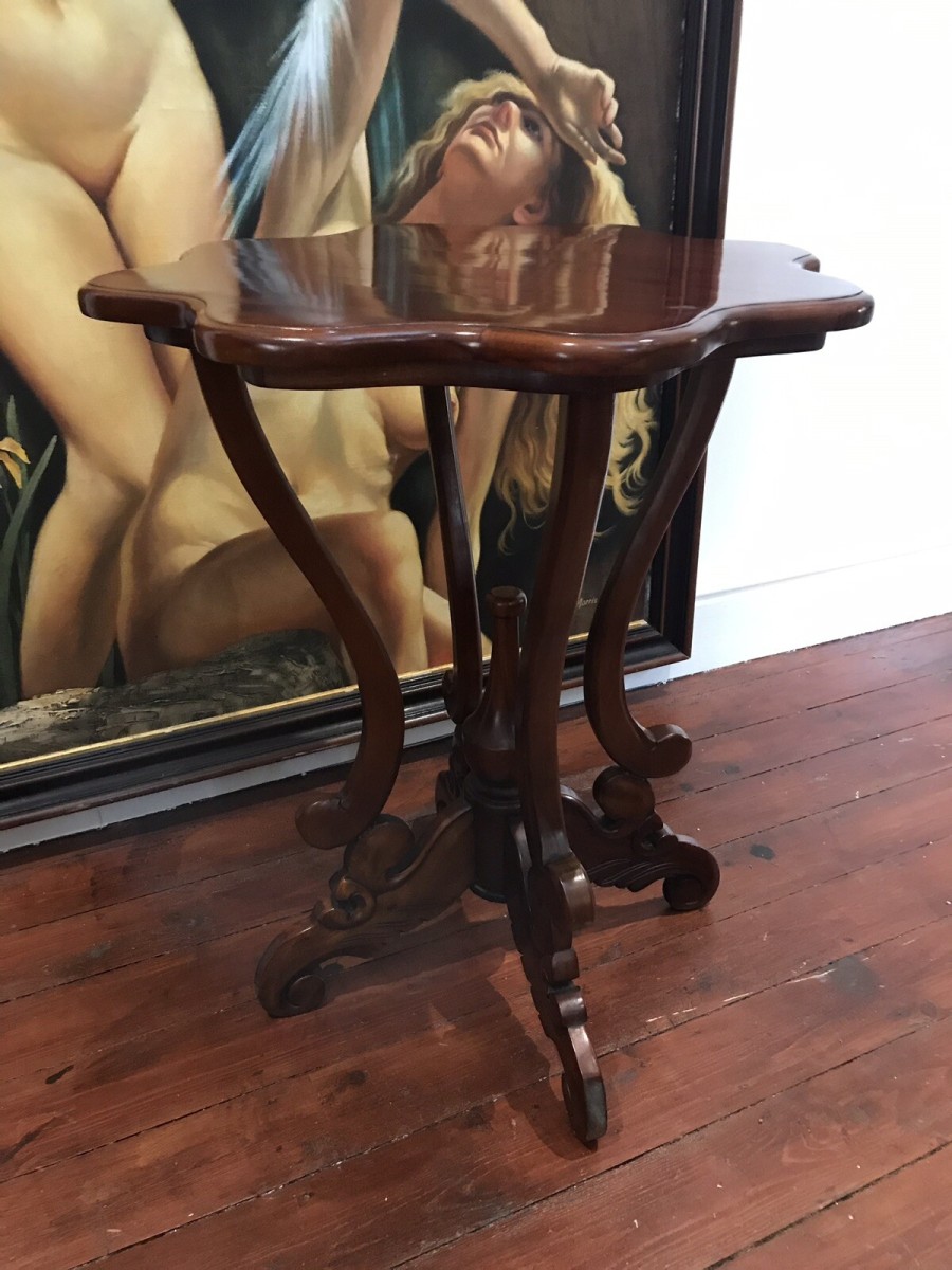 Reproduction Elm Clover Shaped Centre Table