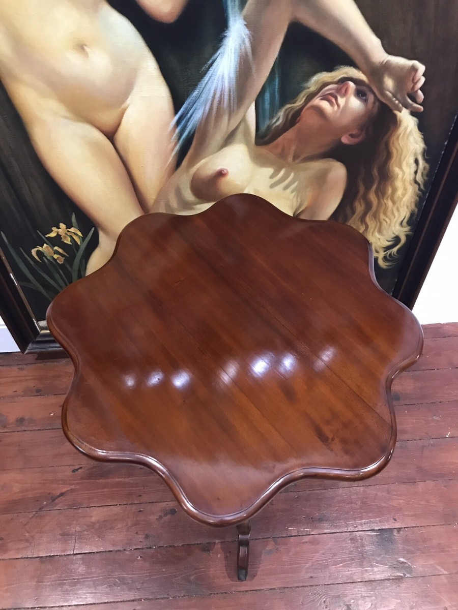 Reproduction Elm Clover Shaped Centre Table