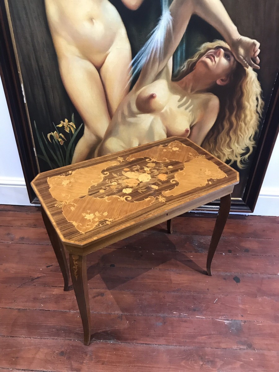 Italian Floral Marquetry Coffee Table