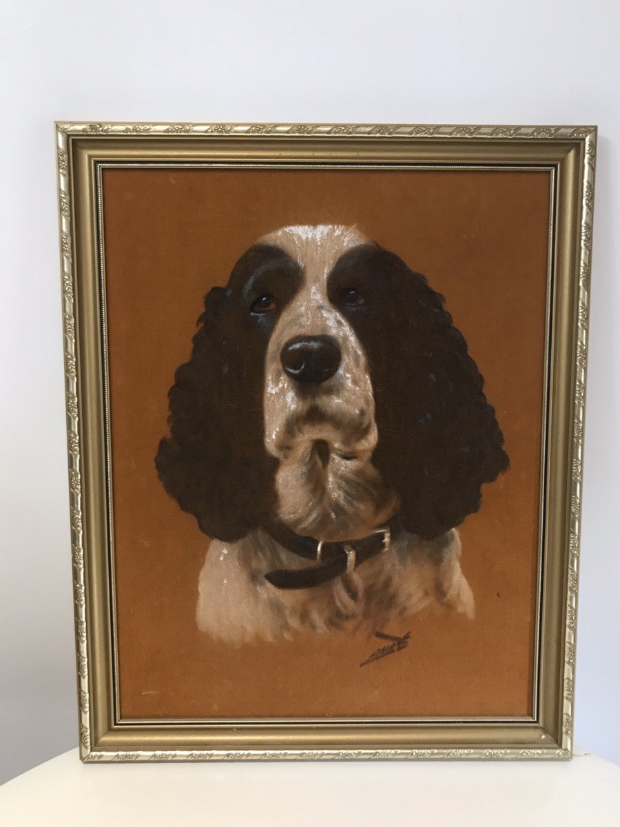 Primary image for Original Oil Painting On A Velvet Panel Of A Cocker Spaniel