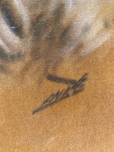 Original Hand Painted Portrait Of A Family Pet Oil Paint On Velvet Of A Cocker Spaniel Life Like Quality Monogrammed By The Artist From A Art Gallery In A Guilt Frame Most Unusual Method Of Painting An Exiting Painting For Any Dog Lover It’s A Dream Come True Dimensions In Inches Height 20 1/4” Width 16 1/4”