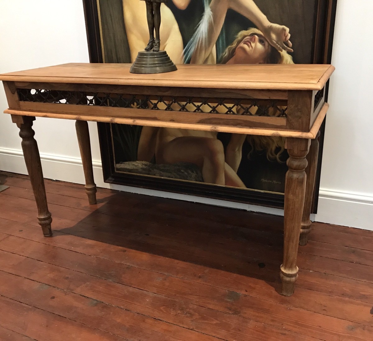 Industrial Style Iron Lattice Work Console Table