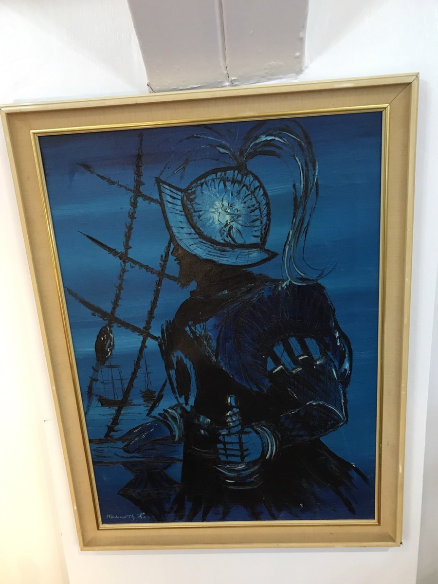 Original Oil Painting 'sillhouette Sir Francis Drake' Signed By Artist