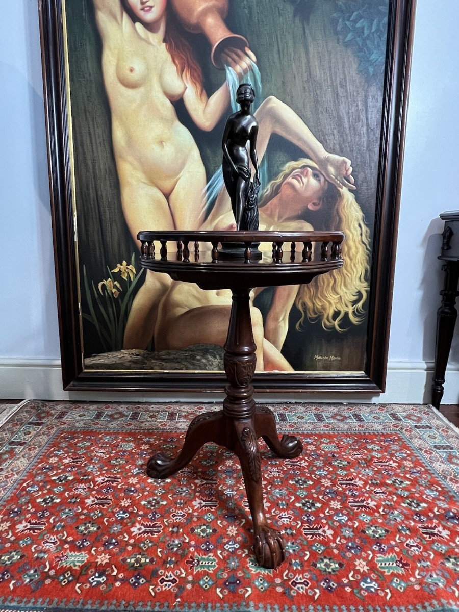 Primary image for Circular Wine Table With Ornamental Gallery Set Upon Tripod Base With Claw Feet